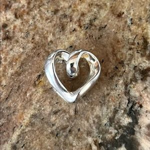 Vintage Sterling Silver Love Heart Puffy necklace pendant slider jewelry